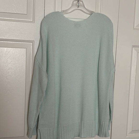 Pale Mint Pastel Lucky Brand Cotton-Blend Pullover V-Neck Sweater - Picture 2 of 8